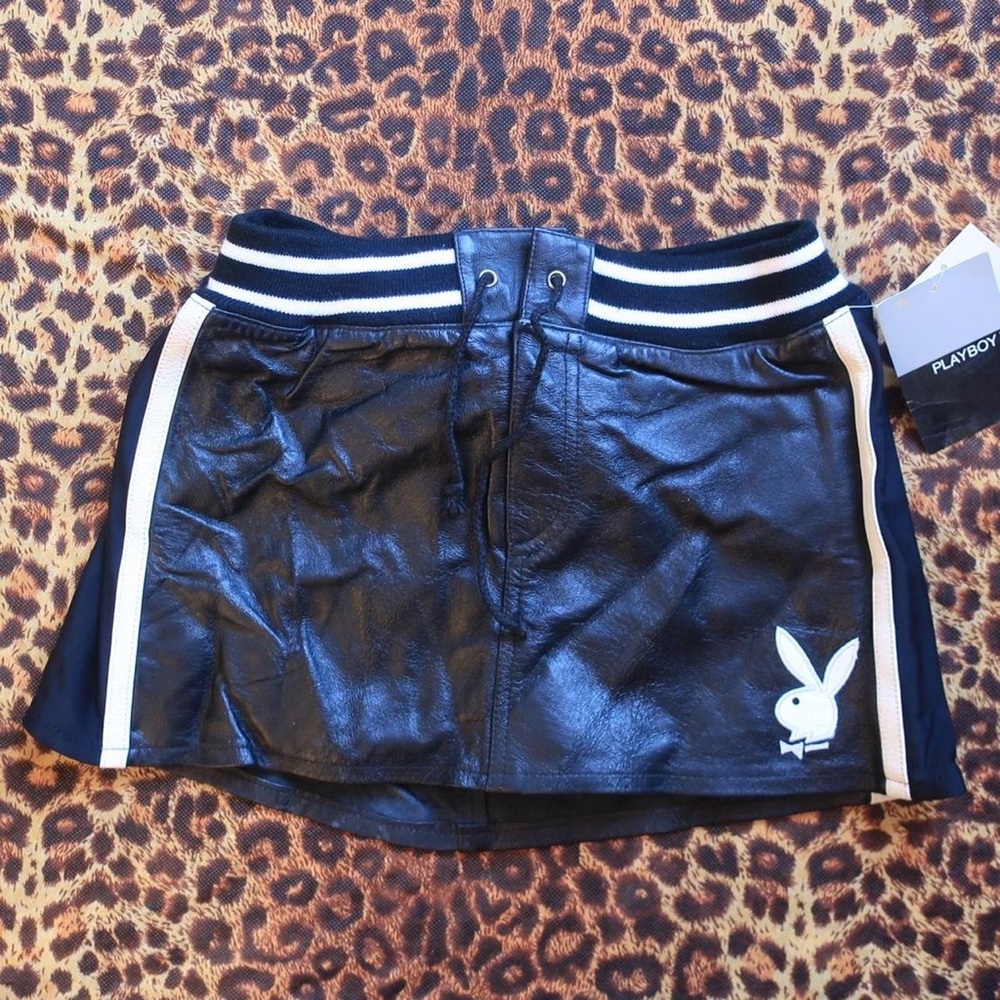 Playboy leather mini skirt